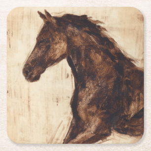 Porta-copo De Papel Quadrado Perfil do Cavalo Marrom selvagem