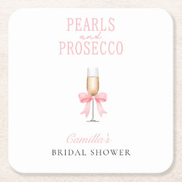 Porta-copo De Papel Quadrado Pérolas Rosa & Brunch de Noiva com Prosecco