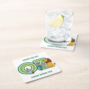 Porta-copo De Papel Quadrado Personagens e Letras de Texto Vintage do Mágico de