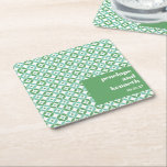 Porta-copo De Papel Quadrado Personalização de Casamento Chic do Mod de Médio V<br><div class="desc">Porta copos de Papel Quadrado Personalizado de Casamento Geométrico de Médio Verde e Azul</div>