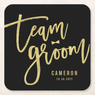 Porta-copo De Papel Quadrado Personalização de Casamento de Arco de Time Groom