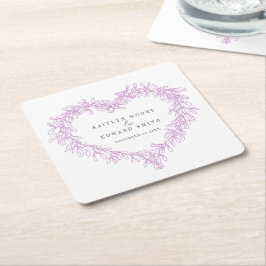 Porta-copo De Papel Quadrado Personalização do casamento no inverno roxo de art