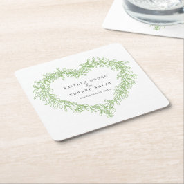 Porta-copo De Papel Quadrado Personalização do casamento no inverno verde de ar