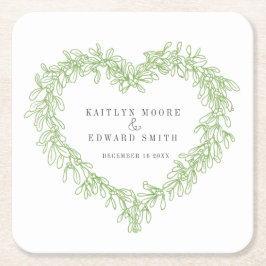 Porta-copo De Papel Quadrado Personalização do casamento no inverno verde de ar