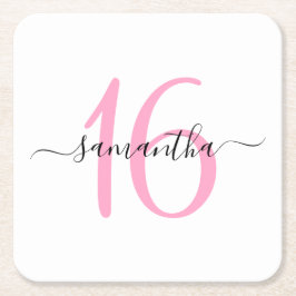 Porta-copo De Papel Quadrado Personalizado Rosa Doce 16