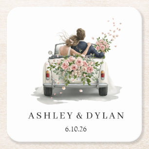 Porta-copo De Papel Quadrado Personalizar Casamento