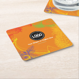 Porta-copo De Papel Quadrado Personalizar empresa Empresa Fruta tropical
