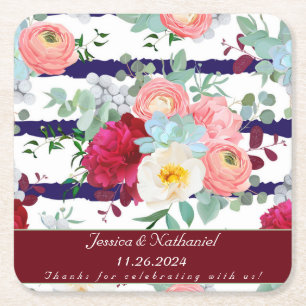 Porta-copo De Papel Quadrado Personalizar Marinho Estilo de distribuição branca