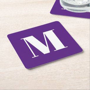 Porta-copo De Papel Quadrado Personalizar monograma inicial roxo violeta branco