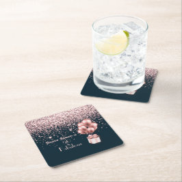 Porta-copo De Papel Quadrado Personalizável 50 e fabuloso Rosa Dourado 50º aniv