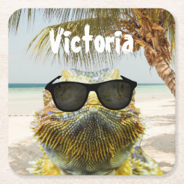 Porta-copo De Papel Quadrado Personalize a Diversão de Verão na Praia