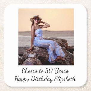 Porta-copo De Papel Quadrado Personalize a Festa de aniversário de fotos para e