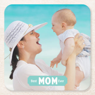Porta-copo De Papel Quadrado Personalize a melhor mãe de fotos de todos os tem