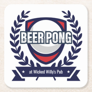 Porta-copo De Papel Quadrado Personalize Este Logotipo De Pong Da Cerveja