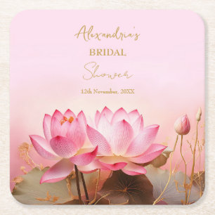 Porta-copo De Papel Quadrado Personalize Noiva Rosa Lotus 