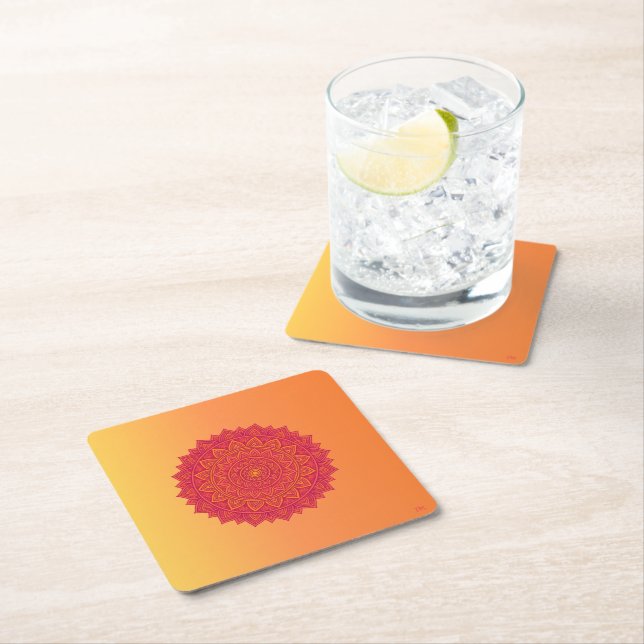 Porta-copo De Papel Quadrado Personalized Mandala Paper Coasters (Insitu)