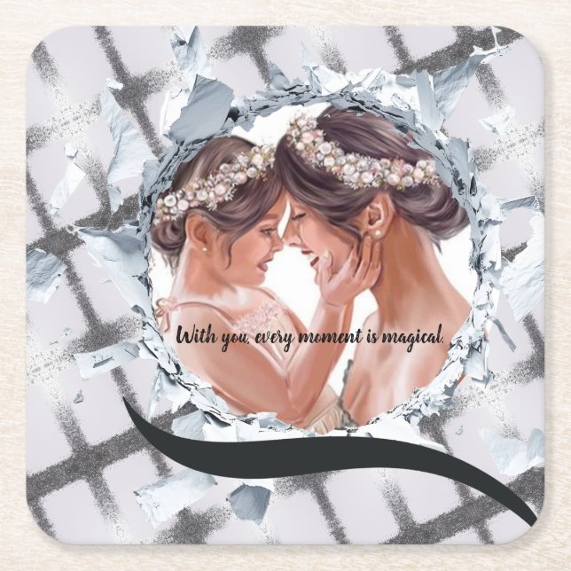 PORTA-COPO DE PAPEL QUADRADO PERSONILIZE TEXT AND PICTURE  (Frente)