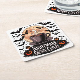 Porta-copo De Papel Quadrado Pesadelo Antes do Café de Halloween