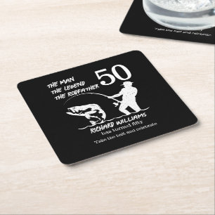 Porta-copo De Papel Quadrado Pesca da lenda Roddad 50º Aniversário