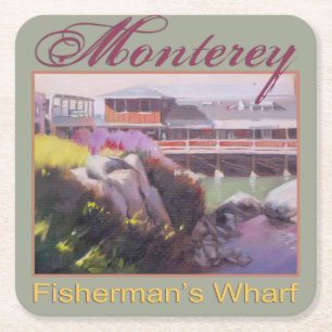 Porta-copo De Papel Quadrado Pescadores de Monterey Wharf Scenic California Coa