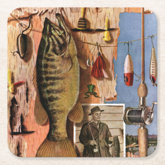 Porta-copo De Papel Quadrado Pescando ainda a vida por John Atherton