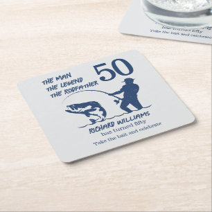 Porta-copo De Papel Quadrado Pescar o Roddad Peixe Grande 50º Aniversário