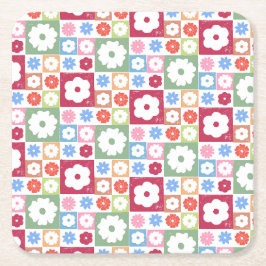 Porta-copo De Papel Quadrado Pétalas em Silêncio 05. Padrão Floral.