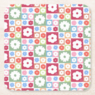 Porta-copo De Papel Quadrado Pétalas em Silêncio 05. Padrão Floral.