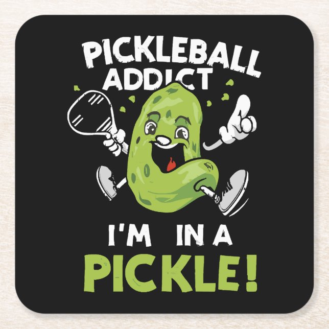 Porta-copo De Papel Quadrado Pickleball-Engraçado (Frente)
