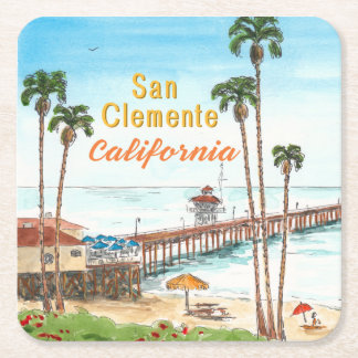 Porta-copo De Papel Quadrado Pier de San Clemente Califórnia