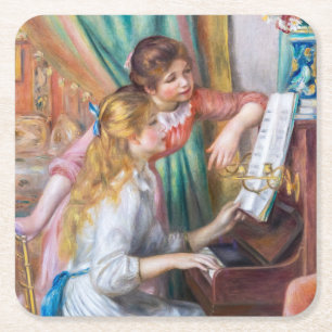 Porta-copo De Papel Quadrado Pierre Auguste Renoir - Jovens Meninas no Piano