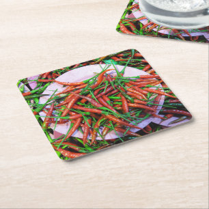Porta-copo De Papel Quadrado Pimentos-pimentões-de-pássaro