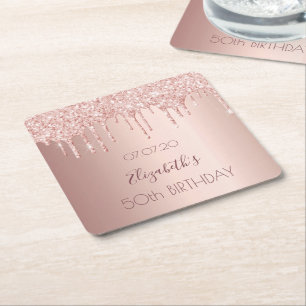 Porta-copo De Papel Quadrado pingado cor-de-rosa-pinto-dourado com rosa de-fest