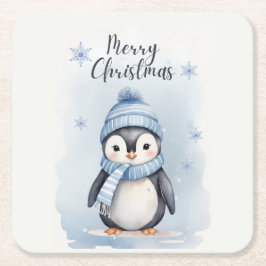 Porta-copo De Papel Quadrado "Pinguim Bonito"