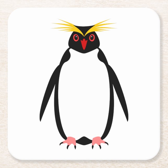 Porta-copo De Papel Quadrado Pinguim rockhopper ou macaroni (Frente)