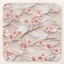 Pink and White Sakura Branches Custom Square Coast