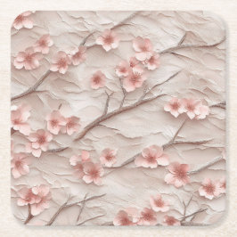 Porta-copo De Papel Quadrado Pink and White Sakura Branches Custom Square Coast