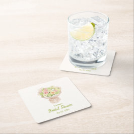 Porta-copo De Papel Quadrado pink bouquet Bridal Shower