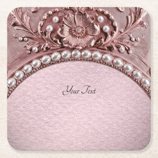 Porta-copo De Papel Quadrado Pink Flower Paper Coaster