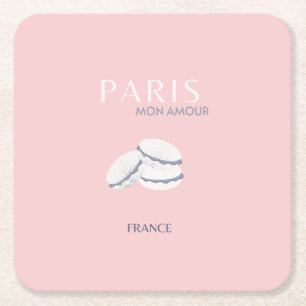 Porta-copo De Papel Quadrado Pink Paris Viagem Art Pastel Preppy Macarons