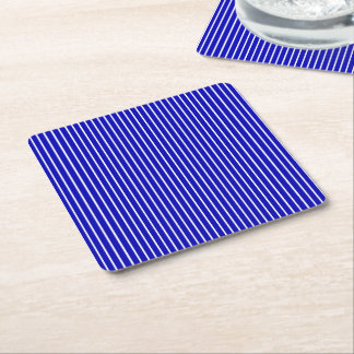 Porta-copo De Papel Quadrado Pinstripe branca azul