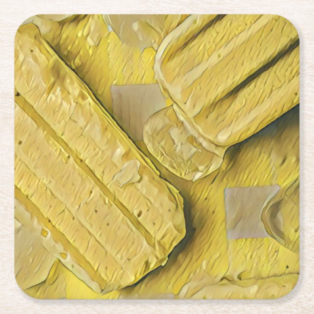 Porta-copo De Papel Quadrado Pintel de cone de sorvete amarelo (Frente)