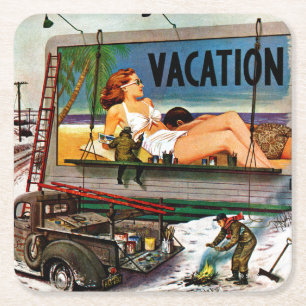 Porta-copo De Papel Quadrado Pintores do quadro de avisos no inverno por Stevan