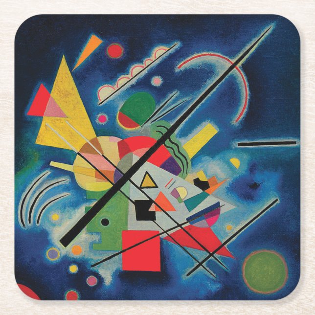 Porta-copo De Papel Quadrado Pintura azul por Wassily Kandinsky (Frente)