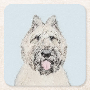 Porta-copo De Papel Quadrado Pintura Bouvier des Flandres - Arte Cachorra Origi