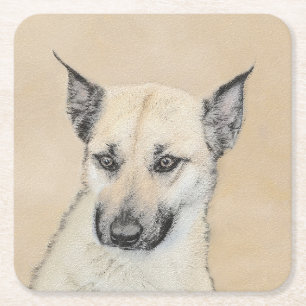 Porta-copo De Papel Quadrado Pintura Chinook (Orelhas Apontadas) - Arte Canina 