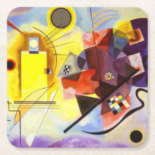 Porta-copo De Papel Quadrado Pintura de Abstrato Amarelo Azul Kandinsky