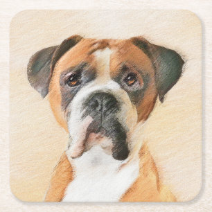 Porta-copo De Papel Quadrado Pintura De Cachorro Descortada Arte Animal Origina