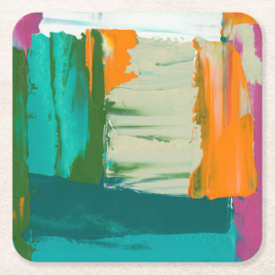 Porta-copo De Papel Quadrado Pintura de impressão de expressão livre multicol
