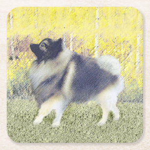 Porta-copo De Papel Quadrado Pintura de Keeshond Aspen - Arte de Cachorro Origi